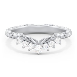 Vintage Beaded Twisted Rope Curved Band with Diamonds