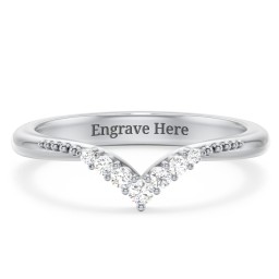 Vintage Beaded V-Shaped Band With Graduated Diamonds