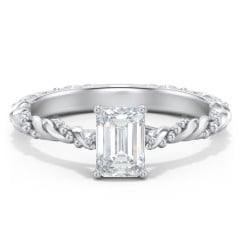 Vintage Solitaire Engagement Ring with Beaded Twisted Rope Band