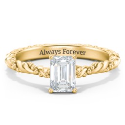Vintage Solitaire Engagement Ring with Beaded Twisted Rope Band in 10K Solid Yellow Gold with 04LABDIAM-EM-1.00-SI1-F-G