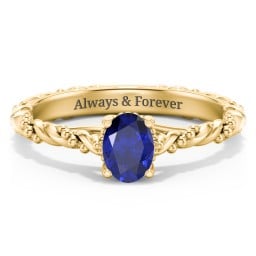 Vintage Solitaire Engagement Ring with Beaded Twisted Rope Band