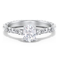 Vintage Solitaire Engagement Ring with Beaded Twisted Rope Band