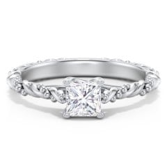 Vintage Solitaire Engagement Ring with Beaded Twisted Rope Band