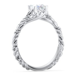 Vintage Solitaire Engagement Ring with Beaded Twisted Rope Band