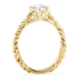 Vintage Solitaire Engagement Ring with Beaded Twisted Rope Band in 10K Solid Yellow Gold with IceBlueSapp-CU-1.00