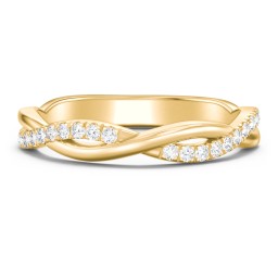 Twisted Infinity Band with Accents in 10K Solid Yellow Gold with Lab Diamond