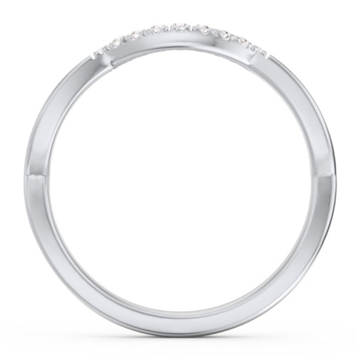 Arched Band with Diamond Accents – 14K White Gold with Lab Diamond