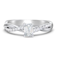 Twisted Infinity Engagement Ring with Side Stones – 14K White Gold with Lab Diamond
