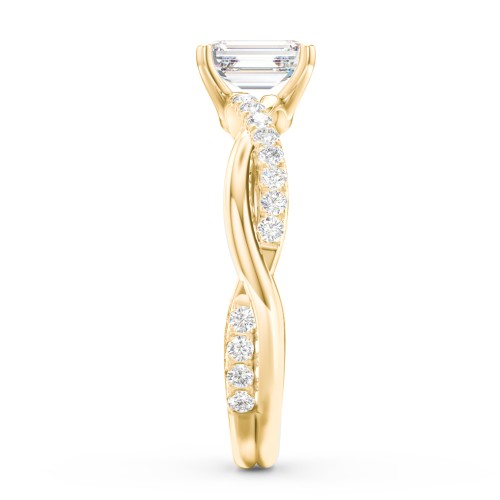 Twisted Infinity Engagement Ring with Side Stones – 10K Yellow Gold with Lab Diamond
