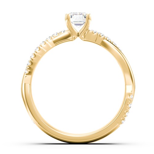 Twisted Infinity Engagement Ring with Side Stones – 10K Yellow Gold with Lab Diamond