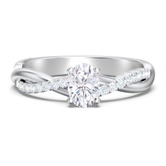 Twisted Infinity Engagement Ring with Side Stones – 14K White Gold with Lab Diamond
