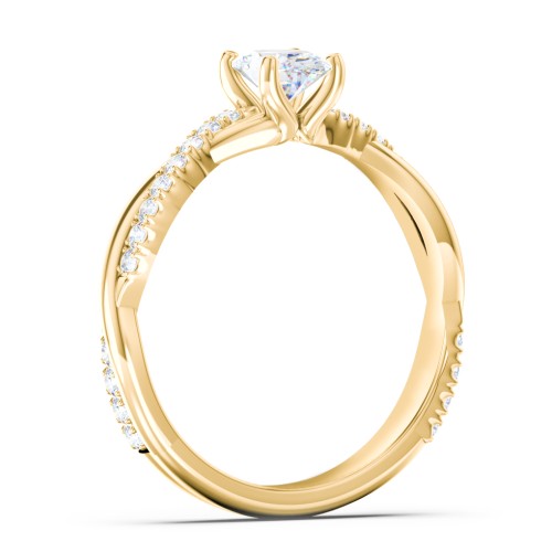 Twisted Infinity Engagement Ring with Side Stones – 10K Yellow Gold with Lab Diamond