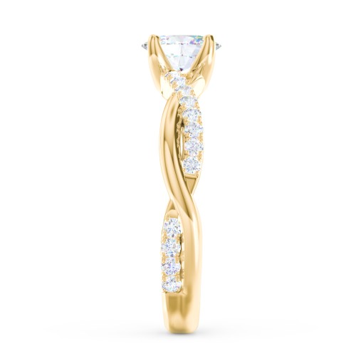 Twisted Infinity Engagement Ring with Side Stones – 10K Yellow Gold with Lab Diamond