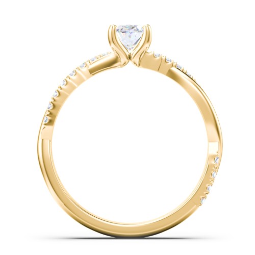 Twisted Infinity Engagement Ring with Side Stones – 10K Yellow Gold with Lab Diamond