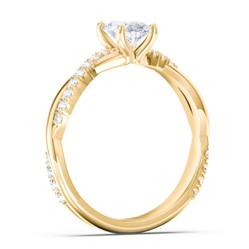 Twisted Infinity Engagement Ring with Side Stones – 10K Yellow Gold with Lab Diamond