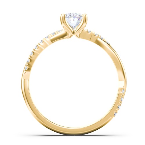 Twisted Infinity Engagement Ring with Side Stones – 10K Yellow Gold with Lab Diamond