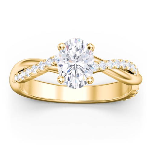 Twisted Infinity Engagement Ring with Side Stones – 10K Yellow Gold with Lab Diamond