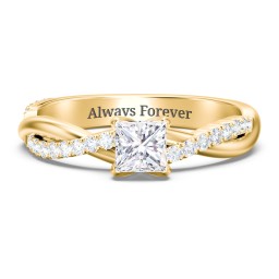 Twisted Infinity Engagement Ring with Side Stones in 10K Solid Yellow Gold with 04LABDIAM-PC-0.50-VS2-F-G and Lab Diamond