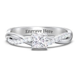 Twisted Infinity Engagement Ring with Side Stones