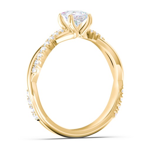 Twisted Infinity Engagement Ring with Side Stones – 10K Yellow Gold with Lab Diamond