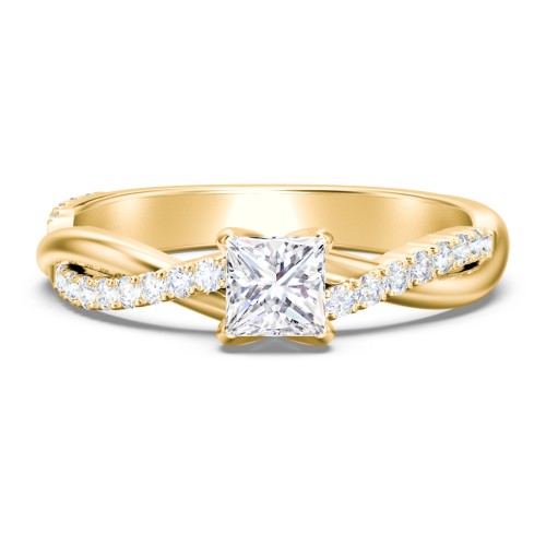 Twisted Infinity Engagement Ring with Side Stones – 10K Yellow Gold with Lab Diamond
