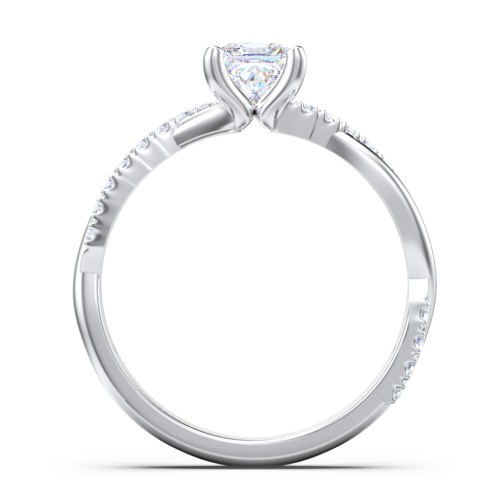 Twisted Infinity Engagement Ring with Side Stones – 14K White Gold with Lab Diamond
