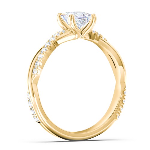 Twisted Infinity Engagement Ring with Side Stones – 10K Yellow Gold with Lab Diamond