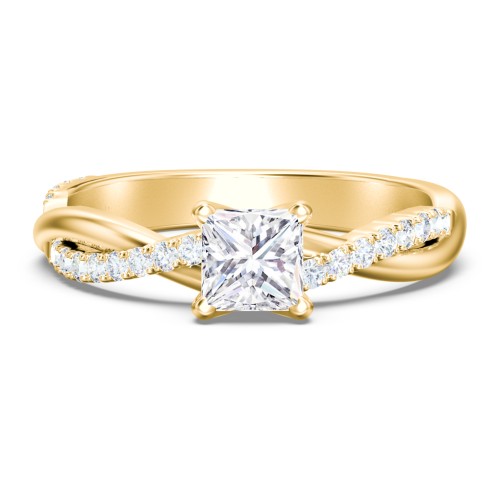 Twisted Infinity Engagement Ring with Side Stones – 10K Yellow Gold with Lab Diamond