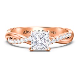 Twisted Infinity Engagement Ring with Side Stones