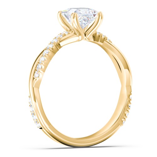 Twisted Infinity Engagement Ring with Side Stones – 10K Yellow Gold with Lab Diamond