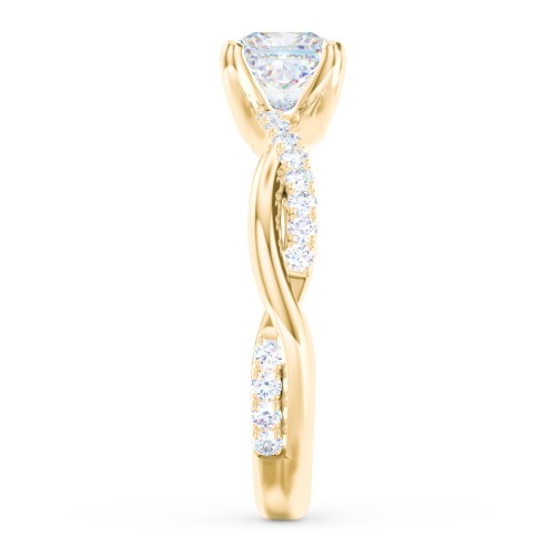 Twisted Infinity Engagement Ring with Side Stones – 10K Yellow Gold with Lab Diamond