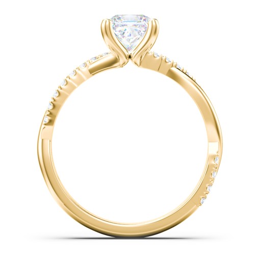 Twisted Infinity Engagement Ring with Side Stones – 10K Yellow Gold with Lab Diamond
