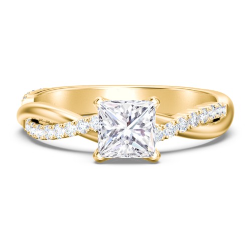 Twisted Infinity Engagement Ring with Side Stones – 10K Yellow Gold with Lab Diamond