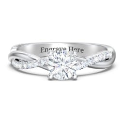 Twisted Infinity Engagement Ring with Side Stones