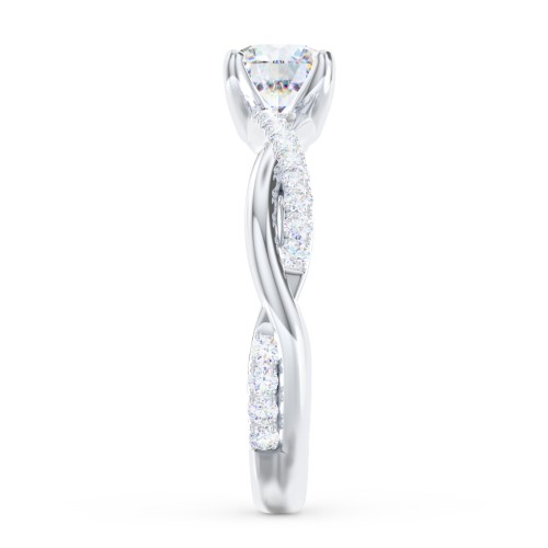Twisted Infinity Engagement Ring with Side Stones – 14K White Gold with Lab Diamond