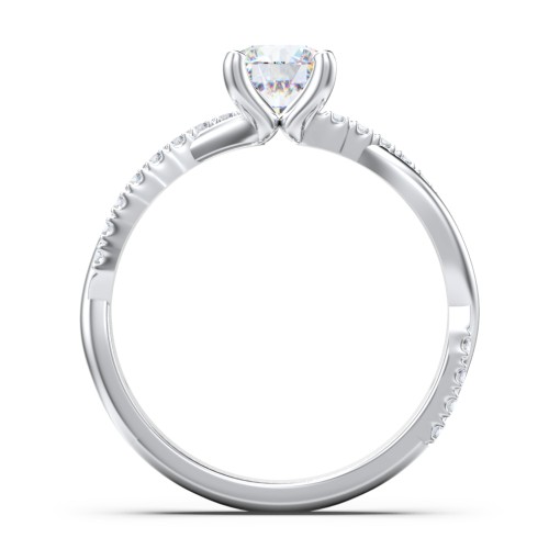 Twisted Infinity Engagement Ring with Side Stones – 14K White Gold with Lab Diamond