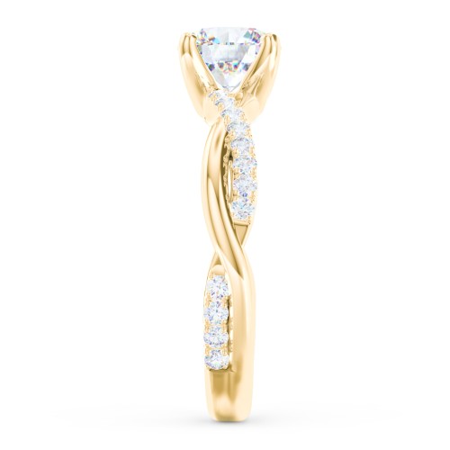Twisted Infinity Engagement Ring with Side Stones – 10K Yellow Gold with Lab Diamond