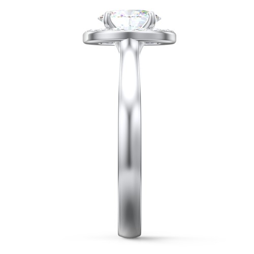 Classic Halo Solitaire Diamond Engagement Ring – 14K White Gold with Lab Diamond
