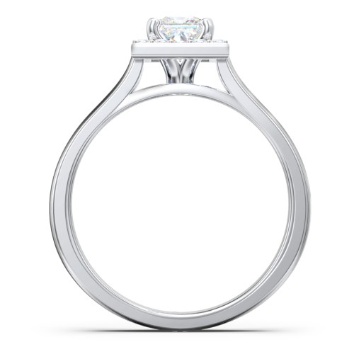 Classic Halo Solitaire Diamond Engagement Ring – 14K White Gold with Lab Diamond