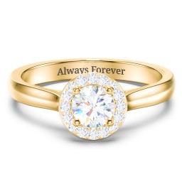 Classic Halo Solitaire Diamond Engagement Ring in 10K Solid Yellow Gold with 04LABDIAM-RD-0.50-VS2-F-VG and Lab Diamond
