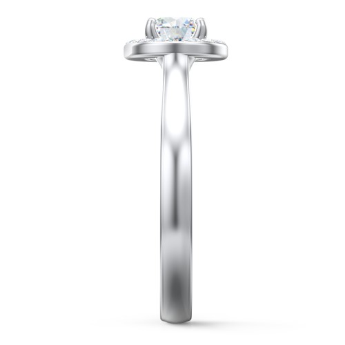 Classic Halo Solitaire Diamond Engagement Ring – 14K White Gold with Lab Diamond