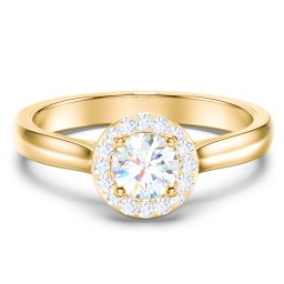 Classic Halo Solitaire Diamond Engagement Ring in 10K Solid Yellow Gold