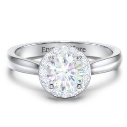 Classic Halo Solitaire Diamond Engagement Ring