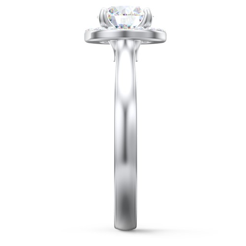Classic Halo Solitaire Diamond Engagement Ring – 14K White Gold with Lab Diamond