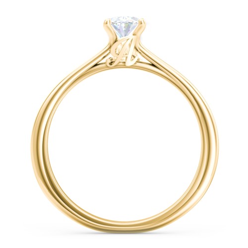 Solitaire Diamond Engagement Ring with Personalized Initials