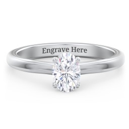Solitaire Diamond Engagement Ring with Personalized Initials