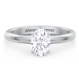 Solitaire Diamond Engagement Ring with Personalized Initials