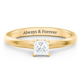 Solitaire Diamond Engagement Ring with Personalized Initials in 10K Solid Yellow Gold with 04LABDIAM-PC-0.50-VS2-F-G