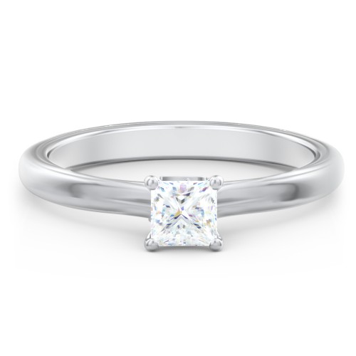 Solitaire Diamond Engagement Ring with Personalized Initials – 14K White Gold