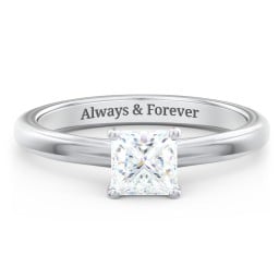 Solitaire Diamond Engagement Ring with Personalized Initials